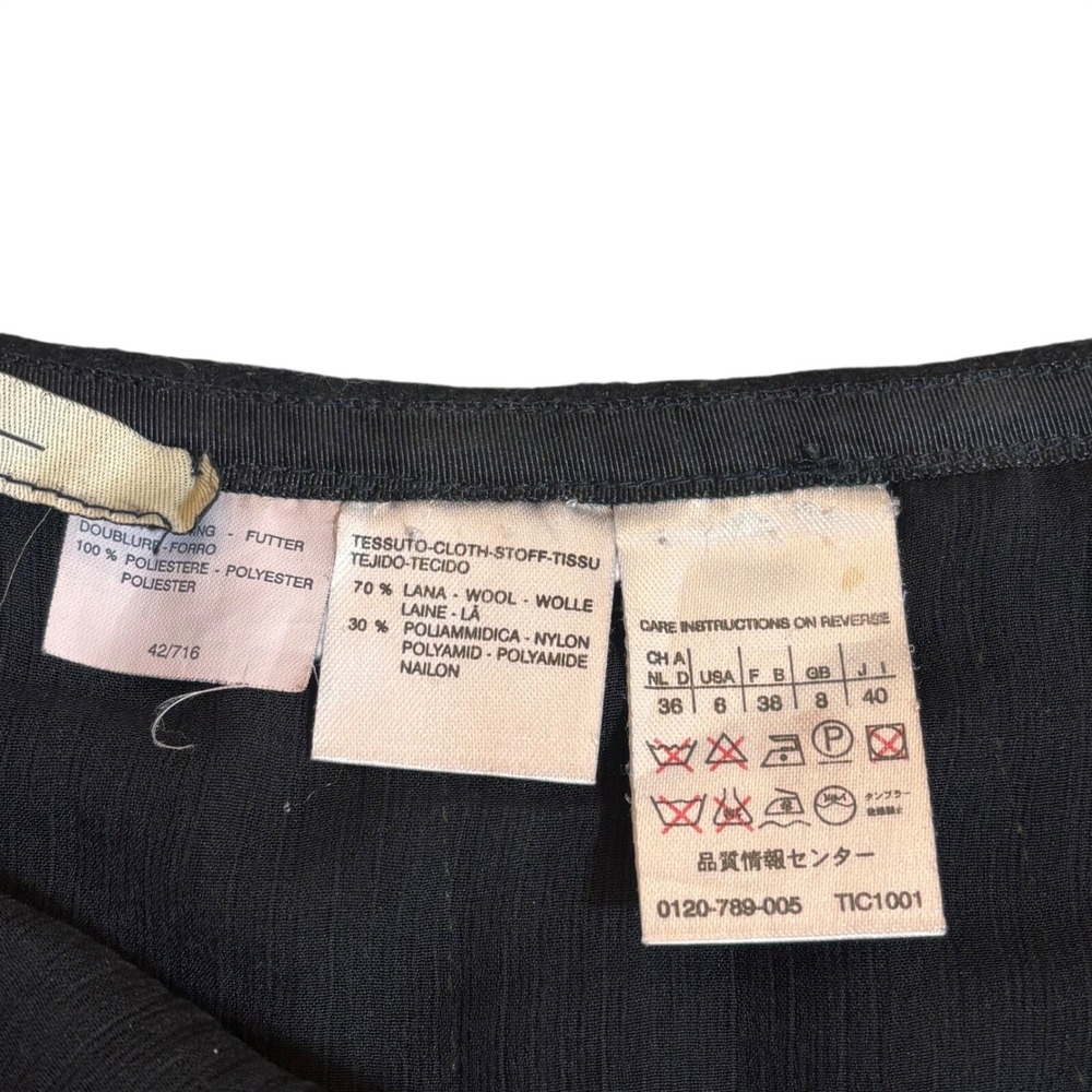 Weekend Max Mara Black panel A Line wool Skirt green Stitch Leather mini sz 6 - Picture 6 of 6